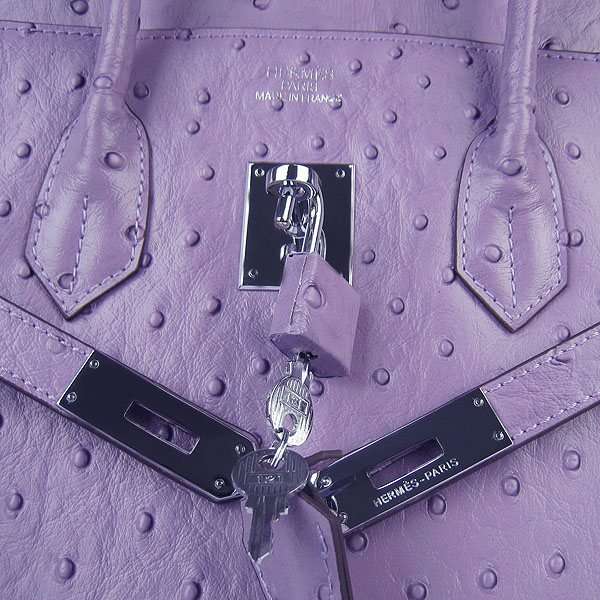 High Quality Fake Hermes Birkin 35CM Ostrich Veins Handbag Purple 6089 - Click Image to Close